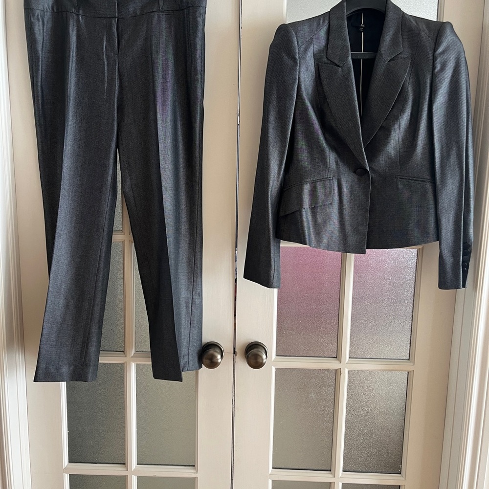 Boss Gray Pinstriped Pantsuit